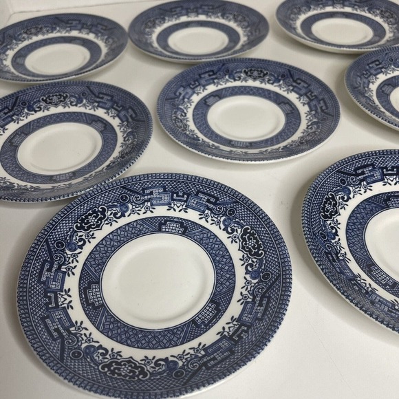 Vintage Churchill England Blue Willow Transferware Saucer (8) - Picture 2 of 9